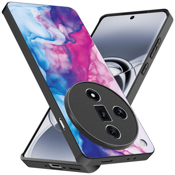 Oppo Find X7 Ultra telefoonhoesje met roze blauw marmer opdruk (2)