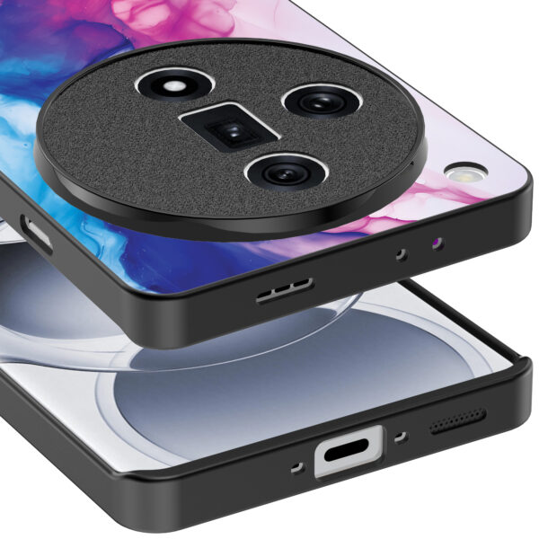 Oppo Find X7 Ultra telefoonhoesje met roze blauw marmer opdruk (4)