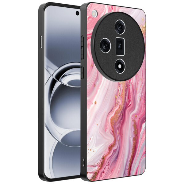 Oppo Find X7 Ultra telefoonhoesje met roze marmer opdruk (1)