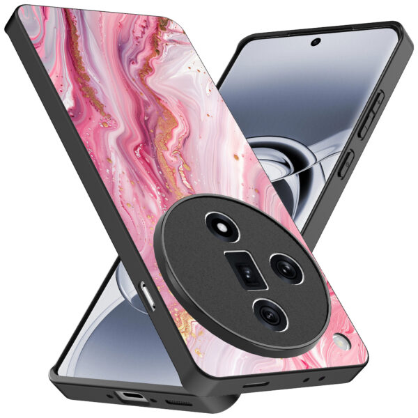 Oppo Find X7 Ultra telefoonhoesje met roze marmer opdruk (2)