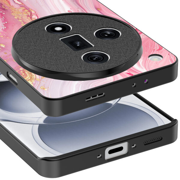 Oppo Find X7 Ultra telefoonhoesje met roze marmer opdruk (4)