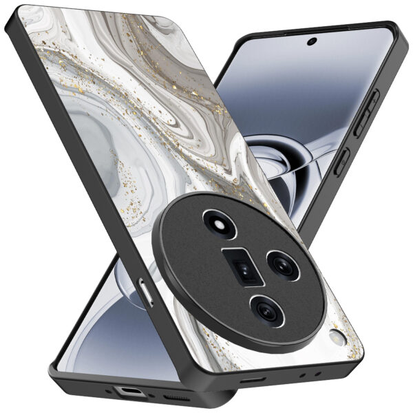 Oppo Find X7 Ultra telefoonhoesje met zilver marmer opdruk (2)