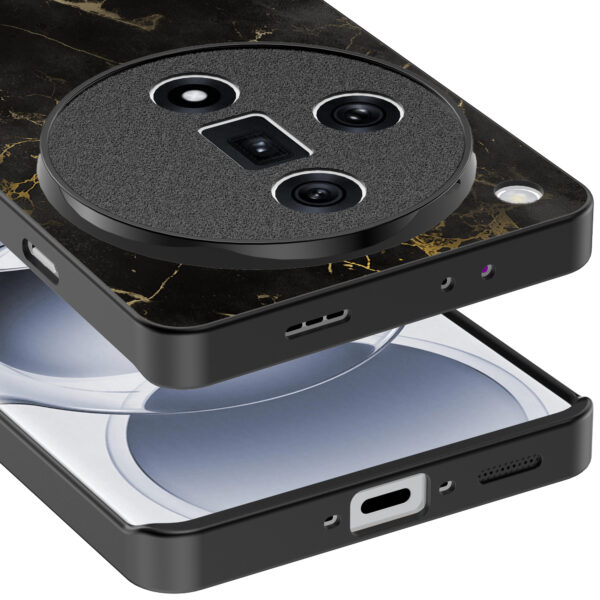 Oppo Find X7 Ultra telefoonhoesje met zwart marmer opdruk (4)