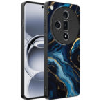 Oppo Find X7 telefoonhoesje met blauw goud marmer opdruk (1)