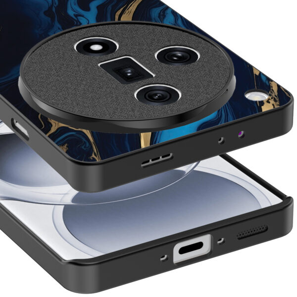Oppo Find X7 telefoonhoesje met blauw goud marmer opdruk (4)