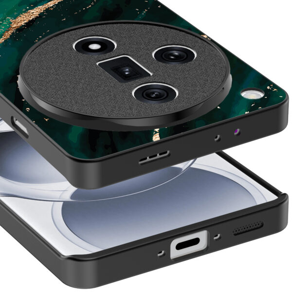 Oppo Find X7 telefoonhoesje met groen goud marmer opdruk (4)