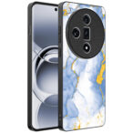 Oppo Find X7 telefoonhoesje met lichtblauw goud marmer opdruk (1)