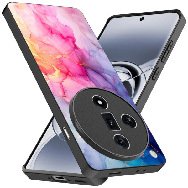 Oppo Find X7 telefoonhoesje met regenboog marmer opdruk (2)