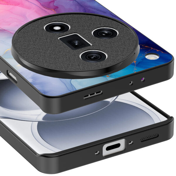 Oppo Find X7 telefoonhoesje met regenboog marmer opdruk (4)