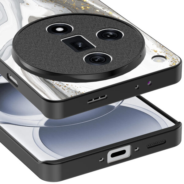 Oppo Find X7 telefoonhoesje met zilver marmer opdruk (4)