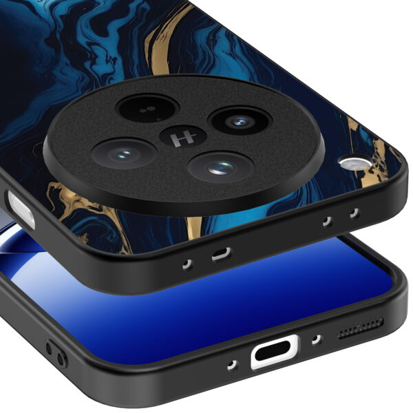 Oppo Find X8 Pro telefoonhoesje met blauw goud marmer opdruk (4)