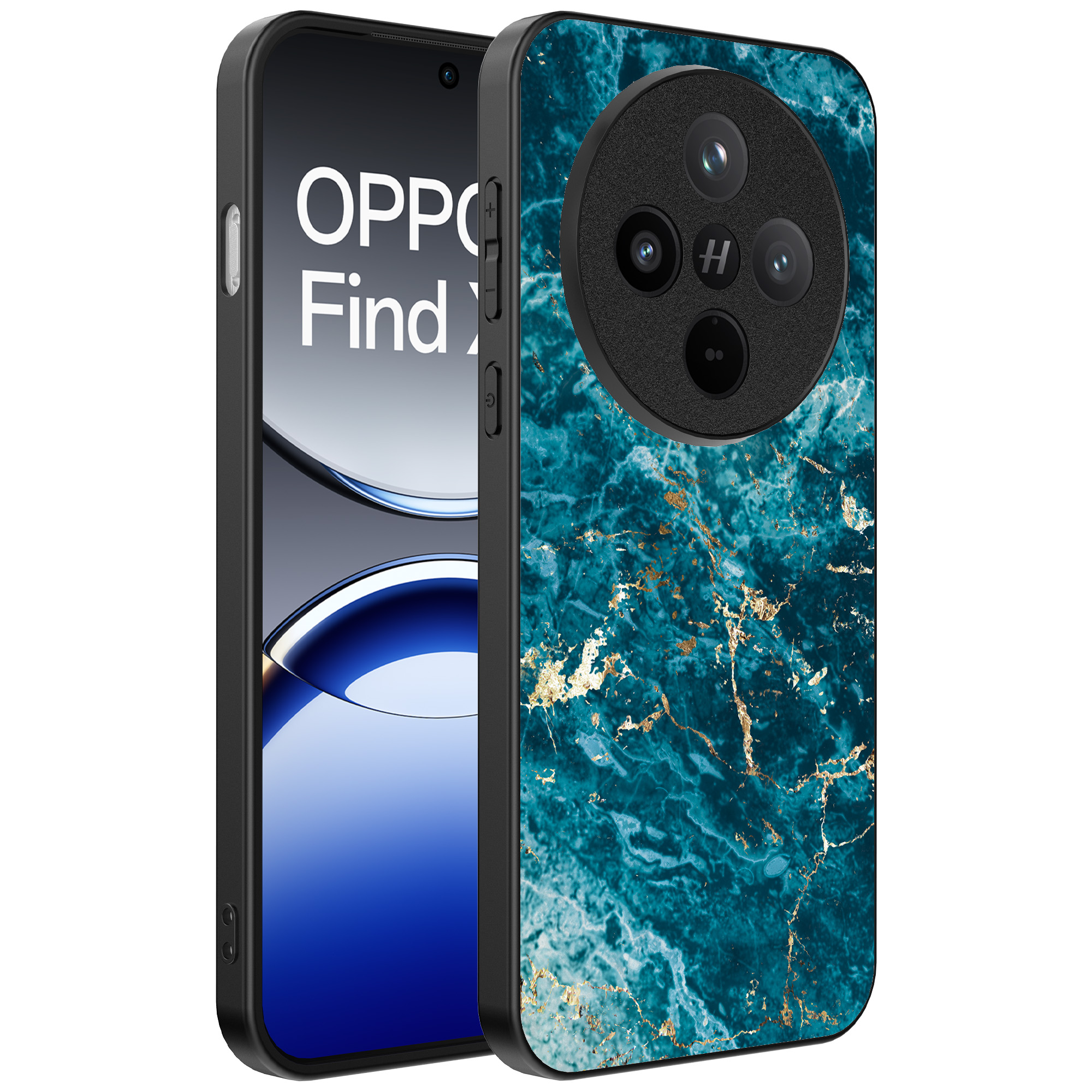 Oppo Find X8 Pro telefoonhoesje met blauw marmer opdruk (1)