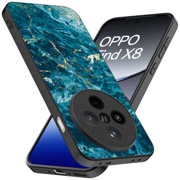 Oppo Find X8 Pro telefoonhoesje met blauw marmer opdruk (2)