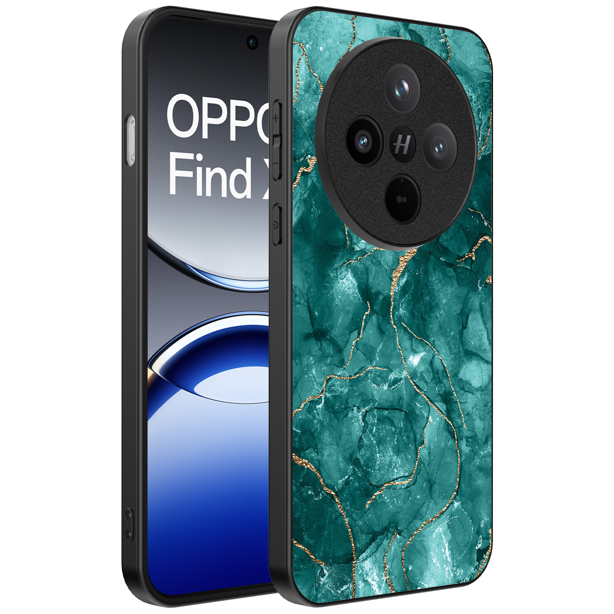 Oppo Find X8 Pro telefoonhoesje met groen marmer opdruk (1)