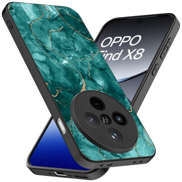 Oppo Find X8 Pro telefoonhoesje met groen marmer opdruk (2)