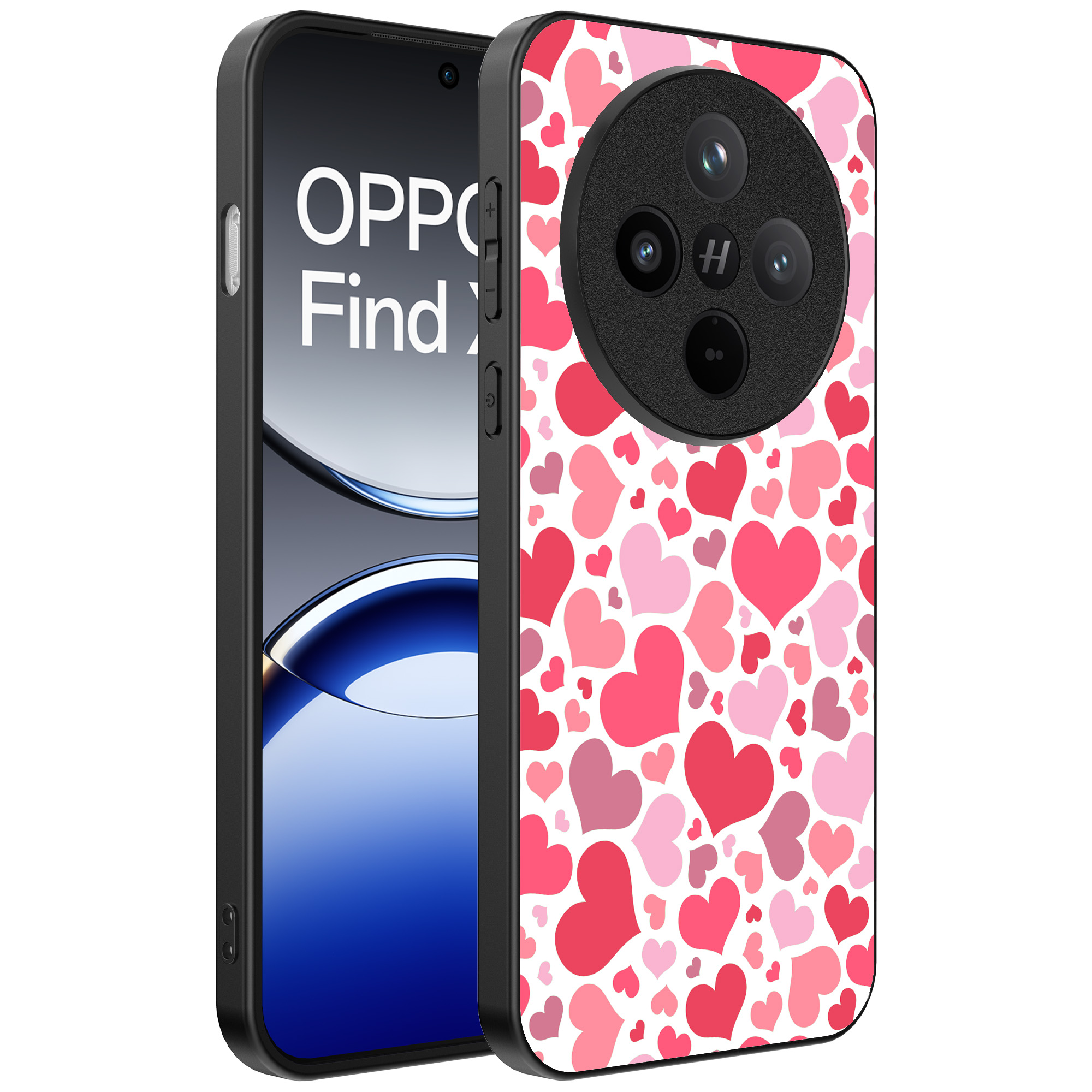 Oppo Find X8 Pro telefoonhoesje met hartjes opdruk transparant (1)