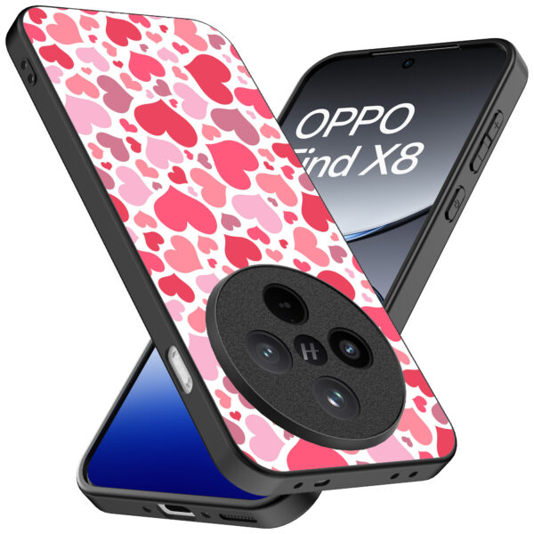 Oppo Find X8 Pro telefoonhoesje met hartjes opdruk transparant (2)