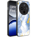 Oppo Find X8 Pro telefoonhoesje met lichtblauw goud marmer opdruk (1)