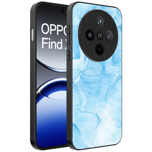 Oppo Find X8 Pro telefoonhoesje met lichtblauw marmer opdruk (1)