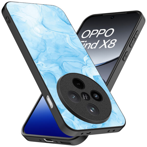 Oppo Find X8 Pro telefoonhoesje met lichtblauw marmer opdruk (2)