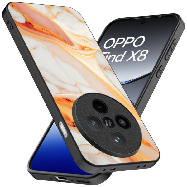 Oppo Find X8 Pro telefoonhoesje met oranje marmer opdruk (2)