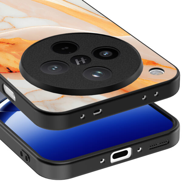 Oppo Find X8 Pro telefoonhoesje met oranje marmer opdruk (4)