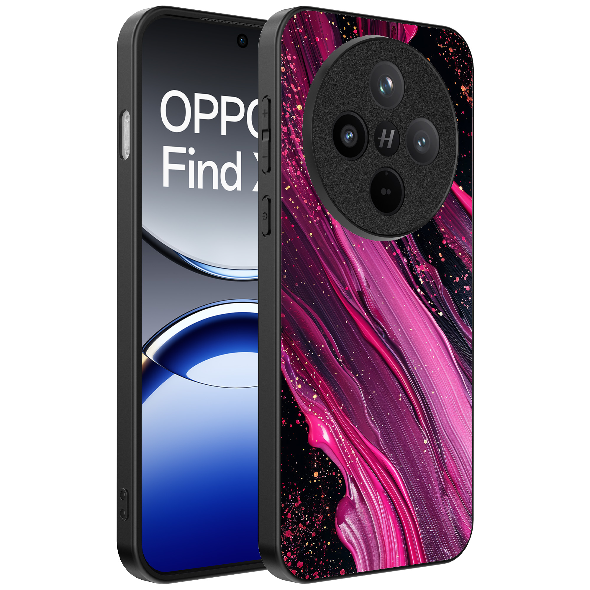 Oppo Find X8 Pro telefoonhoesje met paars roze marmer opdruk (1)