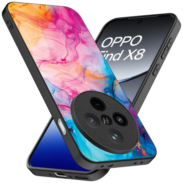 Oppo Find X8 Pro telefoonhoesje met regenboog acryl marmer opdruk (2)