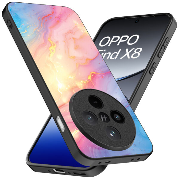 Oppo Find X8 Pro telefoonhoesje met regenboog glitter marmer opdruk (2)