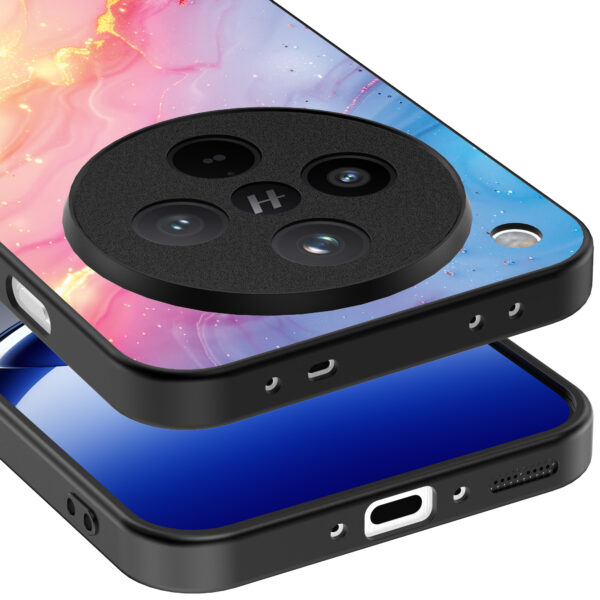 Oppo Find X8 Pro telefoonhoesje met regenboog glitter marmer opdruk (4)