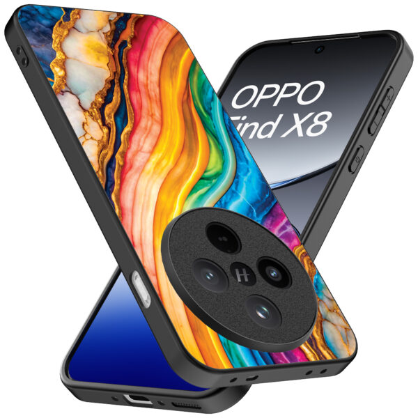 Oppo Find X8 Pro telefoonhoesje met regenboog goud marmer opdruk (2)