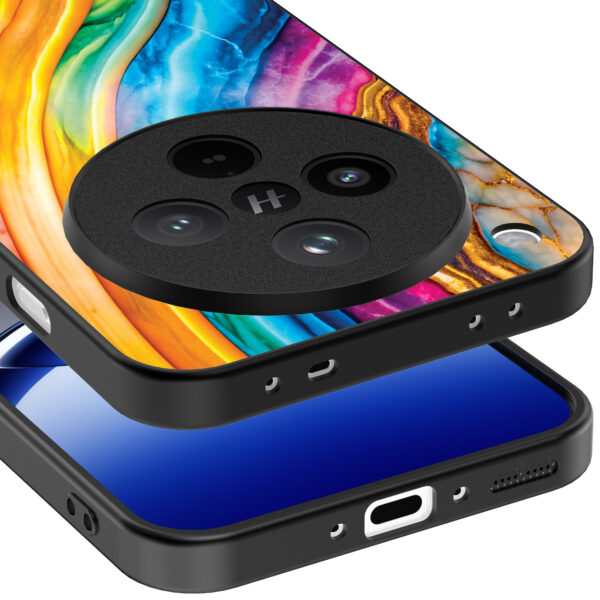 Oppo Find X8 Pro telefoonhoesje met regenboog goud marmer opdruk (4)