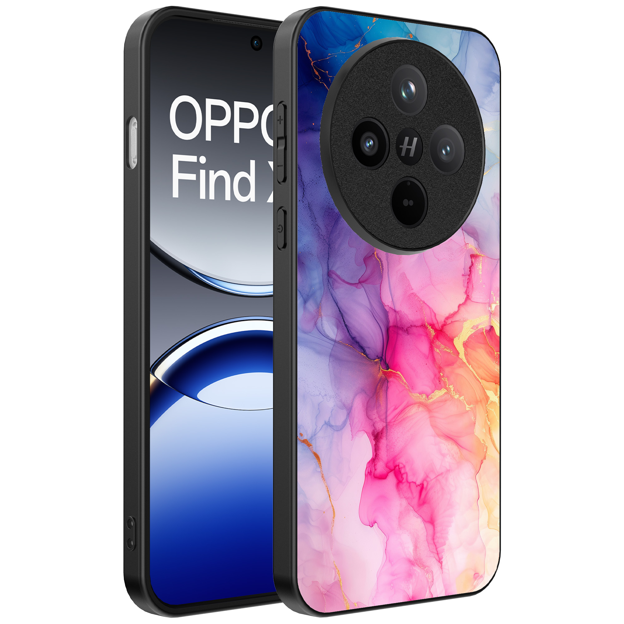 Oppo Find X8 Pro telefoonhoesje met regenboog marmer opdruk (1)