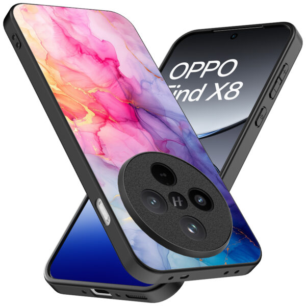 Oppo Find X8 Pro telefoonhoesje met regenboog marmer opdruk (2)