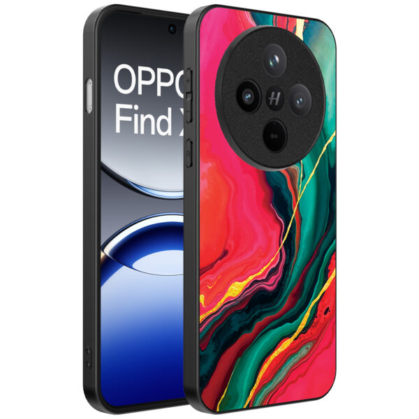 Oppo Find X8 Pro telefoonhoesje met rood groen marmer opdruk (1)