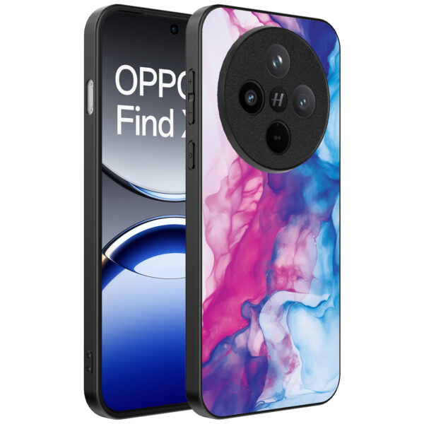 Oppo Find X8 Pro telefoonhoesje met roze blauw marmer opdruk (1)