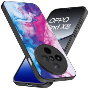 Oppo Find X8 Pro telefoonhoesje met roze blauw marmer opdruk (2)