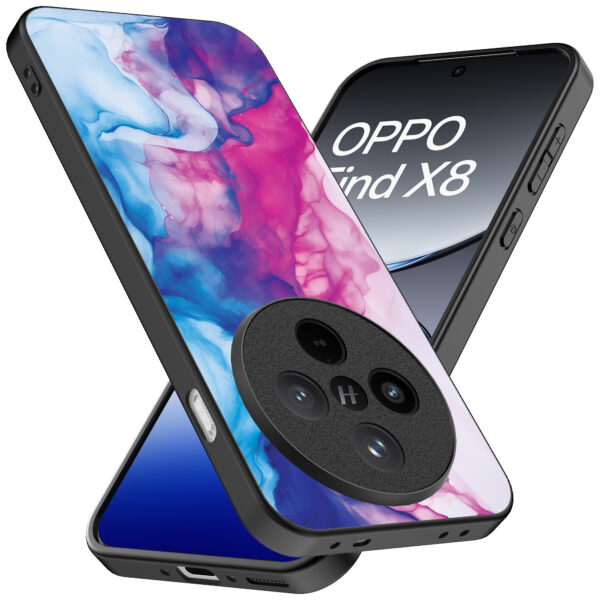 Oppo Find X8 Pro telefoonhoesje met roze blauw marmer opdruk (2)