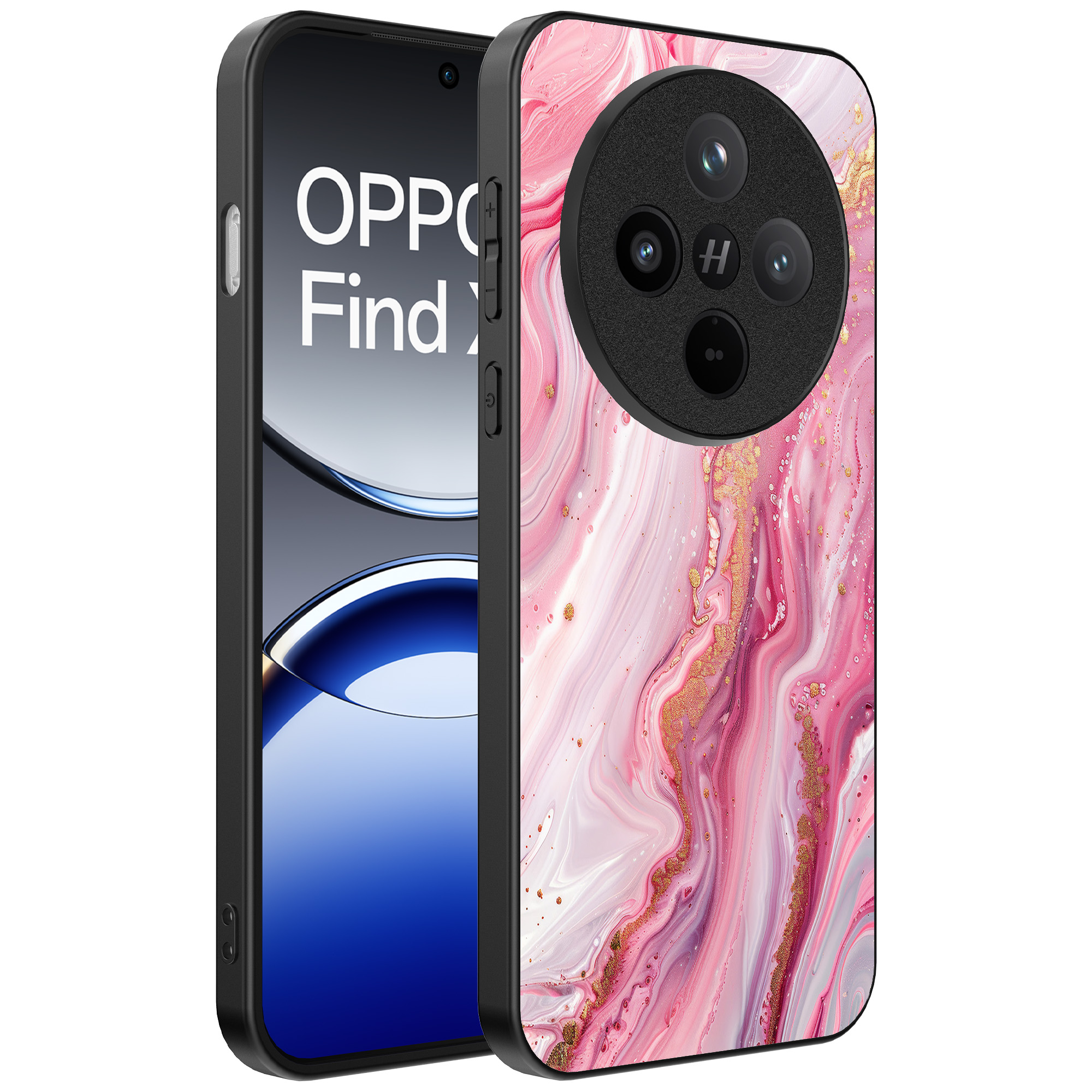 Oppo Find X8 Pro telefoonhoesje met roze marmer opdruk (1)