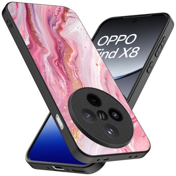 Oppo Find X8 Pro telefoonhoesje met roze marmer opdruk (2)