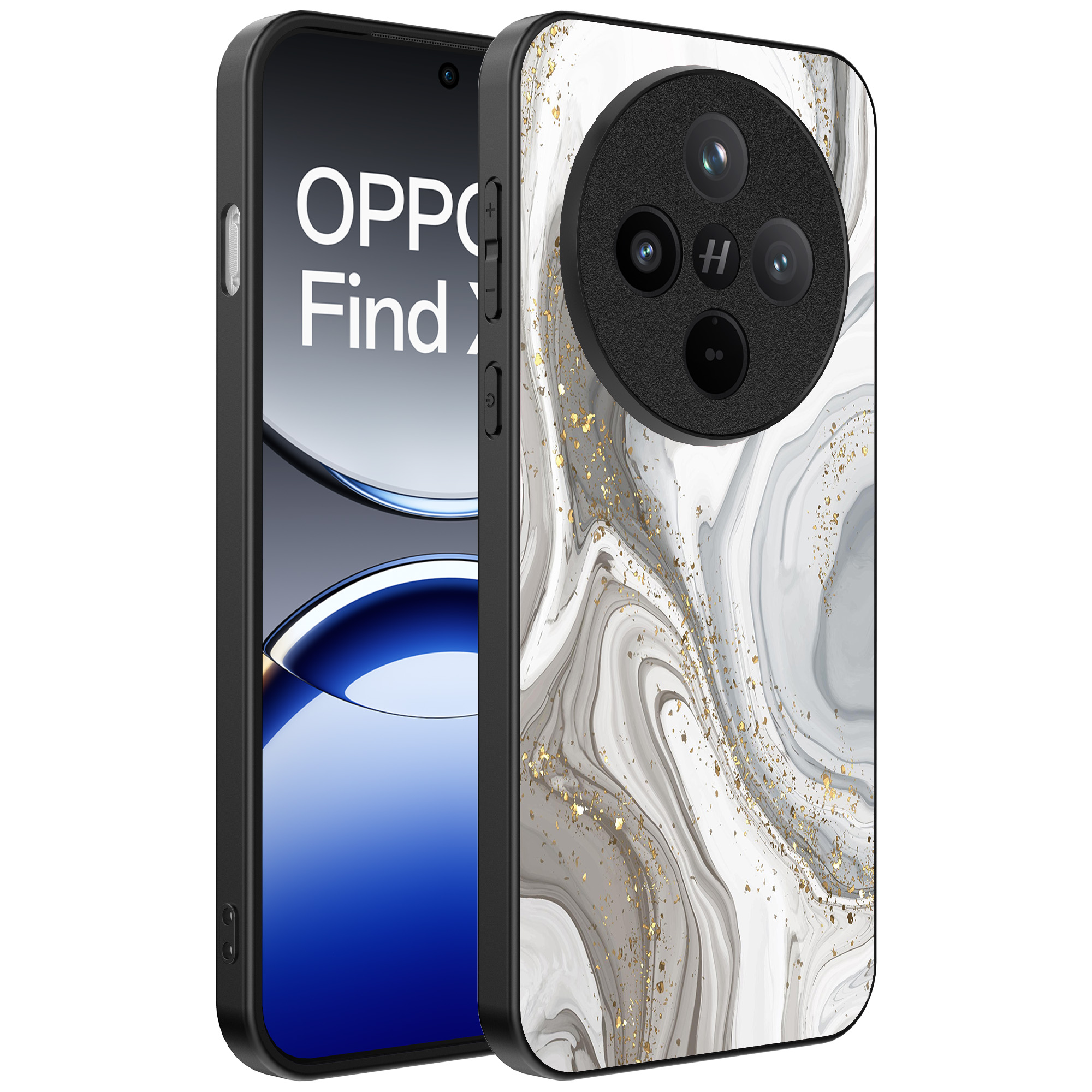 Oppo Find X8 Pro telefoonhoesje met zilver marmer opdruk (1)
