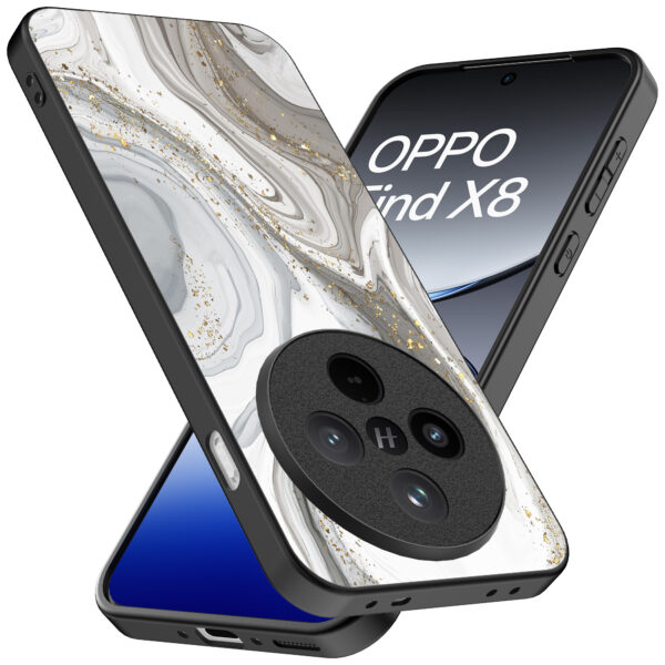 Oppo Find X8 Pro telefoonhoesje met zilver marmer opdruk (2)