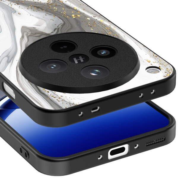 Oppo Find X8 Pro telefoonhoesje met zilver marmer opdruk (4)