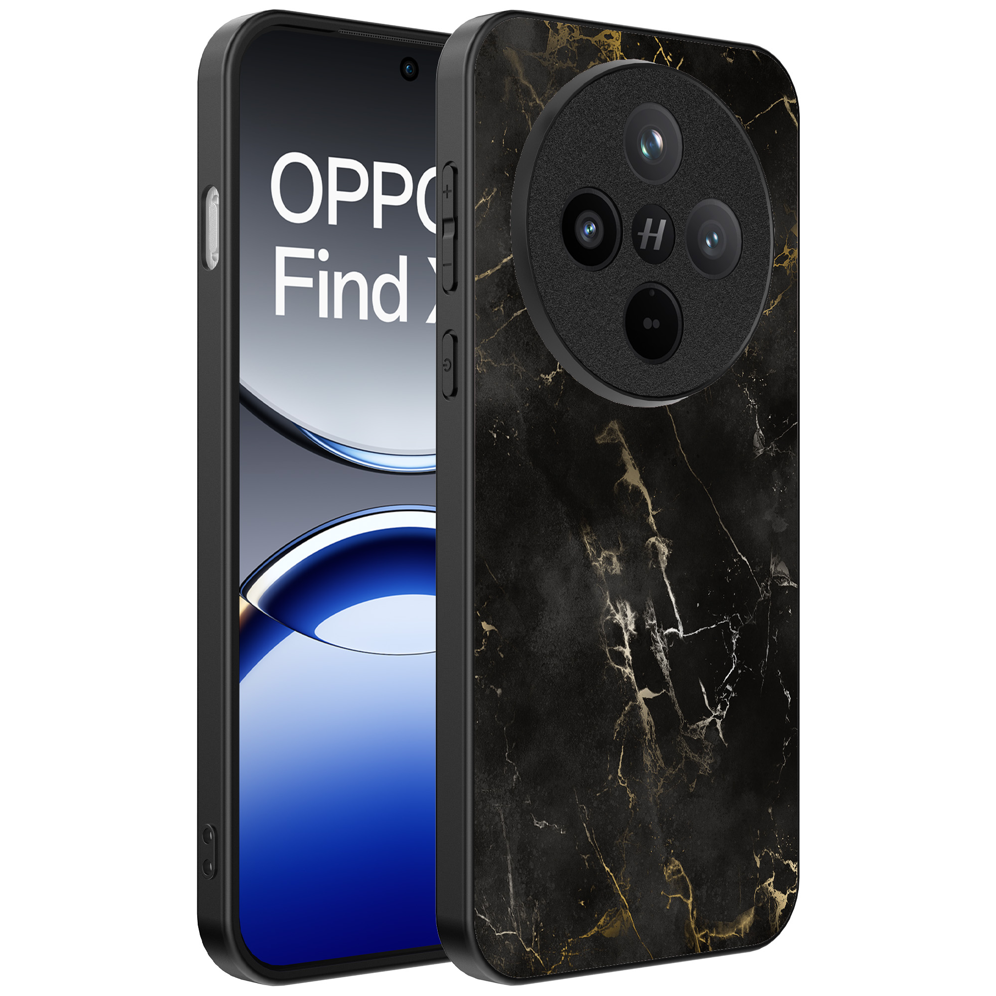 Oppo Find X8 Pro telefoonhoesje met zwart marmer opdruk (1)