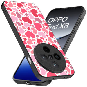Oppo Find X8 telefoonhoesje met hartjes opdruk transparant (2)