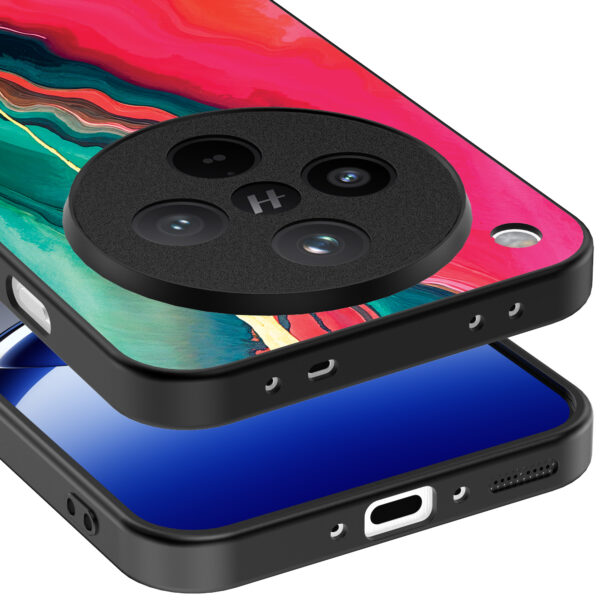Oppo Find X8 telefoonhoesje met rood groen marmer opdruk (4)