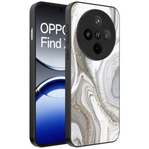 Oppo Find X8 telefoonhoesje met zilver marmer opdruk (1)