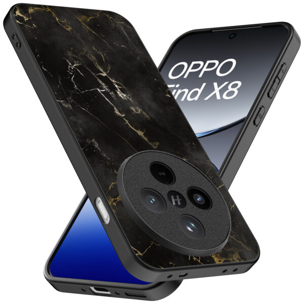 Oppo Find X8 telefoonhoesje met zwart marmer opdruk (2)