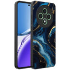 Oppo Reno 12 F telefoonhoesje met blauw goud marmer opdruk (1)