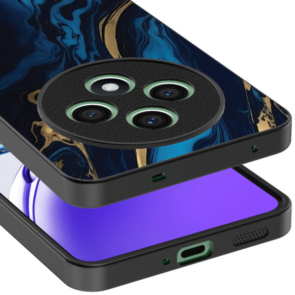 Oppo Reno 12 F telefoonhoesje met blauw goud marmer opdruk (4)